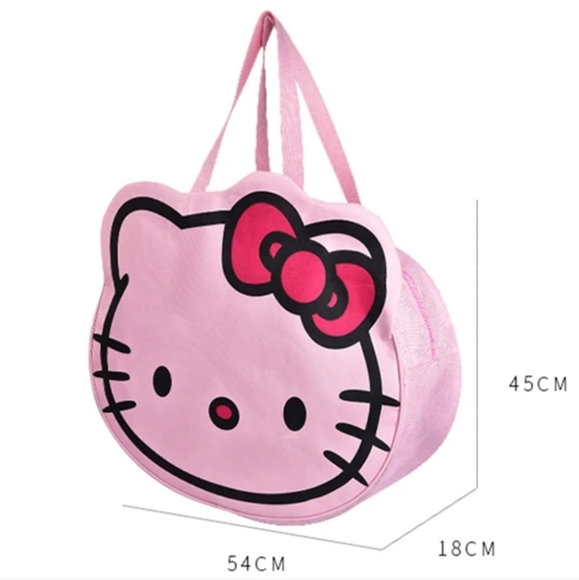 Bags | Hello Kitty Face Tote Shopping Travel Bag Black | Poshmark